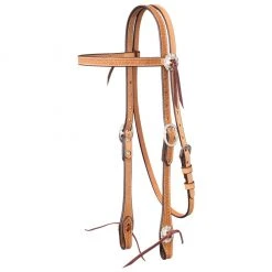 Tough-1 Leather Straight-Brow Headstall, Basket Stamp with Silver Hardware, 42-1411-31-0
