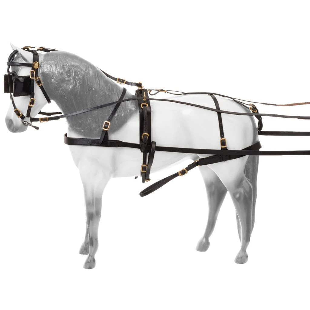 Tough-1 Miniature Horse Driving Harness, Black Leather, Brass Trimmings, 74-6917-2-0