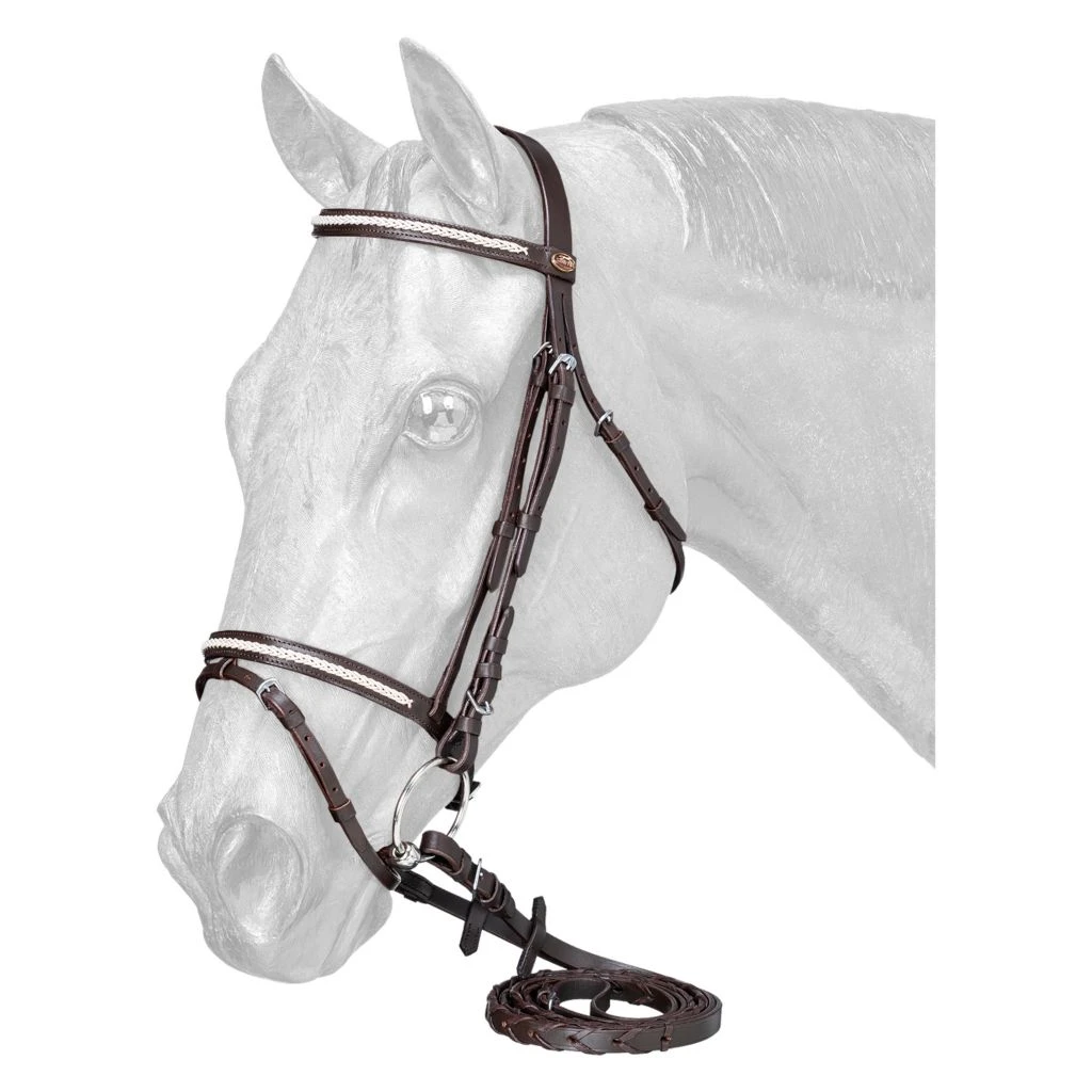 Tough-1 Silver Fox Snaffle Show Bridle, Brown, 20-1210-0-0 - Image 2