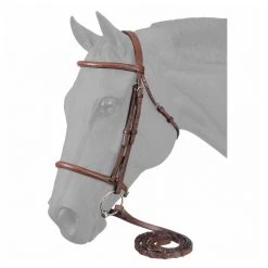 Tough-1 Premium Leather Raised Snaffle Bridle with Laced Reins, Full, 22-9556-72-0