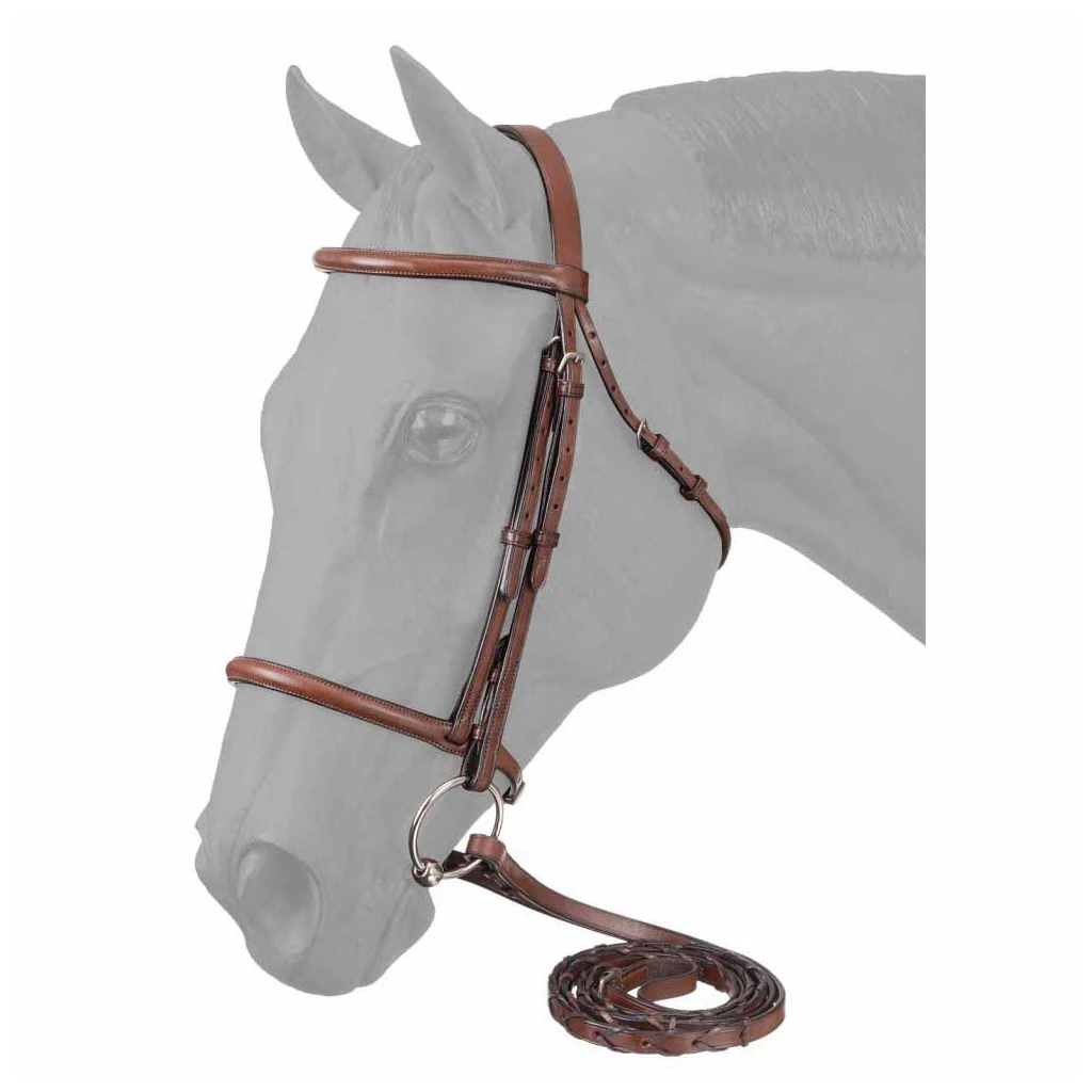 Tough-1 Premium Leather Raised Snaffle Bridle with Laced Reins, Full, 22-9556-72-0